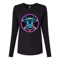 Space Cow Astronaut Funny Cosmic Galaxy Animals Womens Cotton Relaxed Long Sleeve T-Shirt