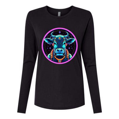 Space Cow Astronaut Funny Cosmic Galaxy Animals Womens Cotton Relaxed Long Sleeve T-Shirt