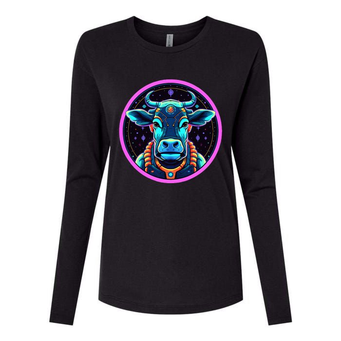 Space Cow Astronaut Funny Cosmic Galaxy Animals Womens Cotton Relaxed Long Sleeve T-Shirt