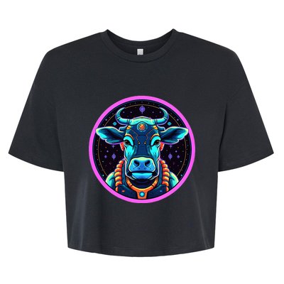 Space Cow Astronaut Funny Cosmic Galaxy Animals Bella+Canvas Jersey Crop Tee