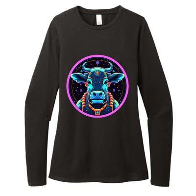 Space Cow Astronaut Funny Cosmic Galaxy Animals Womens CVC Long Sleeve Shirt