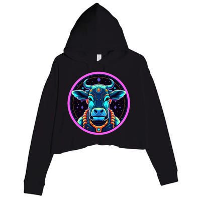 Space Cow Astronaut Funny Cosmic Galaxy Animals Crop Fleece Hoodie