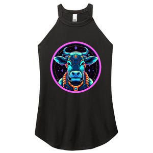 Space Cow Astronaut Funny Cosmic Galaxy Animals Women’s Perfect Tri Rocker Tank