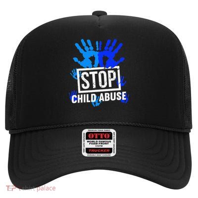 Stop Child Abuse All Matter Raise Child Abuse awareness High Crown Mesh Back Trucker Hat