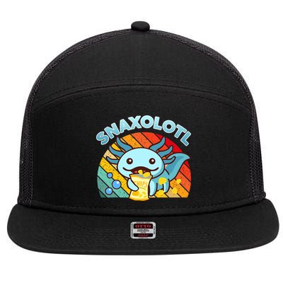 Snaxolotl Cute Axolotl- I Axolotl Questions Funny 7 Panel Mesh Trucker Snapback Hat