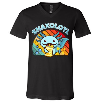 Snaxolotl Cute Axolotl- I Axolotl Questions Funny V-Neck T-Shirt