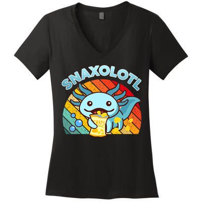Snaxolotl Cute Axolotl- I Axolotl Questions Funny Women's V-Neck T-Shirt