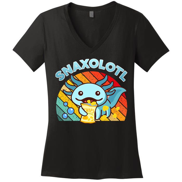Snaxolotl Cute Axolotl- I Axolotl Questions Funny Women's V-Neck T-Shirt