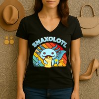 Snaxolotl Cute Axolotl- I Axolotl Questions Funny Women's V-Neck T-Shirt