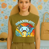 Snaxolotl Cute Axolotl- I Axolotl Questions Funny Garment-Dyed Women's Muscle Tee