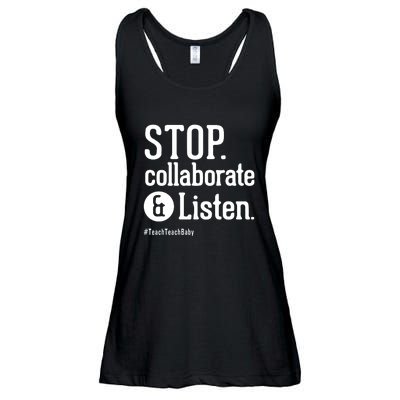 Stop Collaborate And Listen Teacher Back To School Gift Ladies Essential Flowy Tank