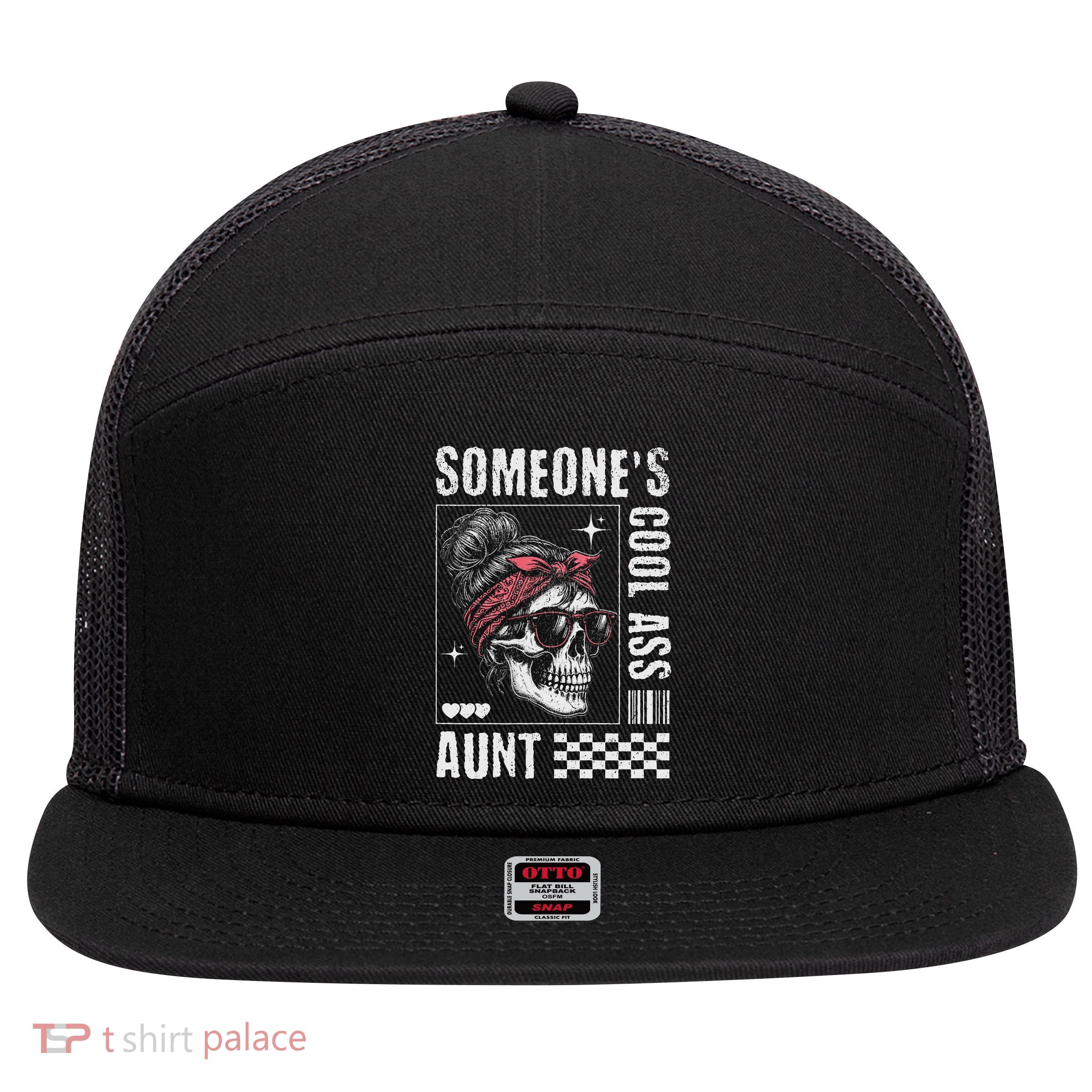 SomeoneS Cool Ass Aunt Funny Skeleton 7 Panel Mesh Trucker Snapback Hat