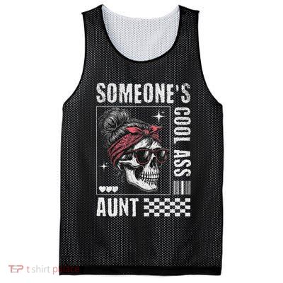 SomeoneS Cool Ass Aunt Funny Skeleton Mesh Reversible Basketball Jersey Tank