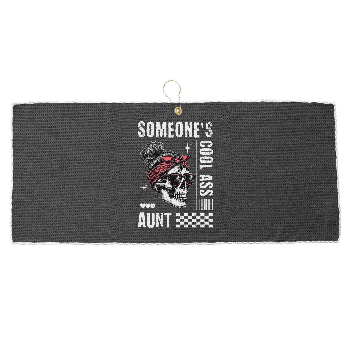 SomeoneS Cool Ass Aunt Funny Skeleton Large Microfiber Waffle Golf Towel