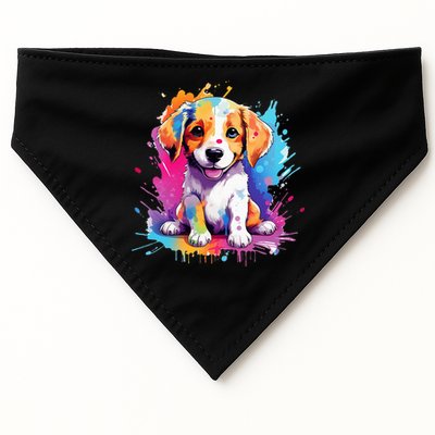 super cute art puppy USA-Made Doggie Bandana