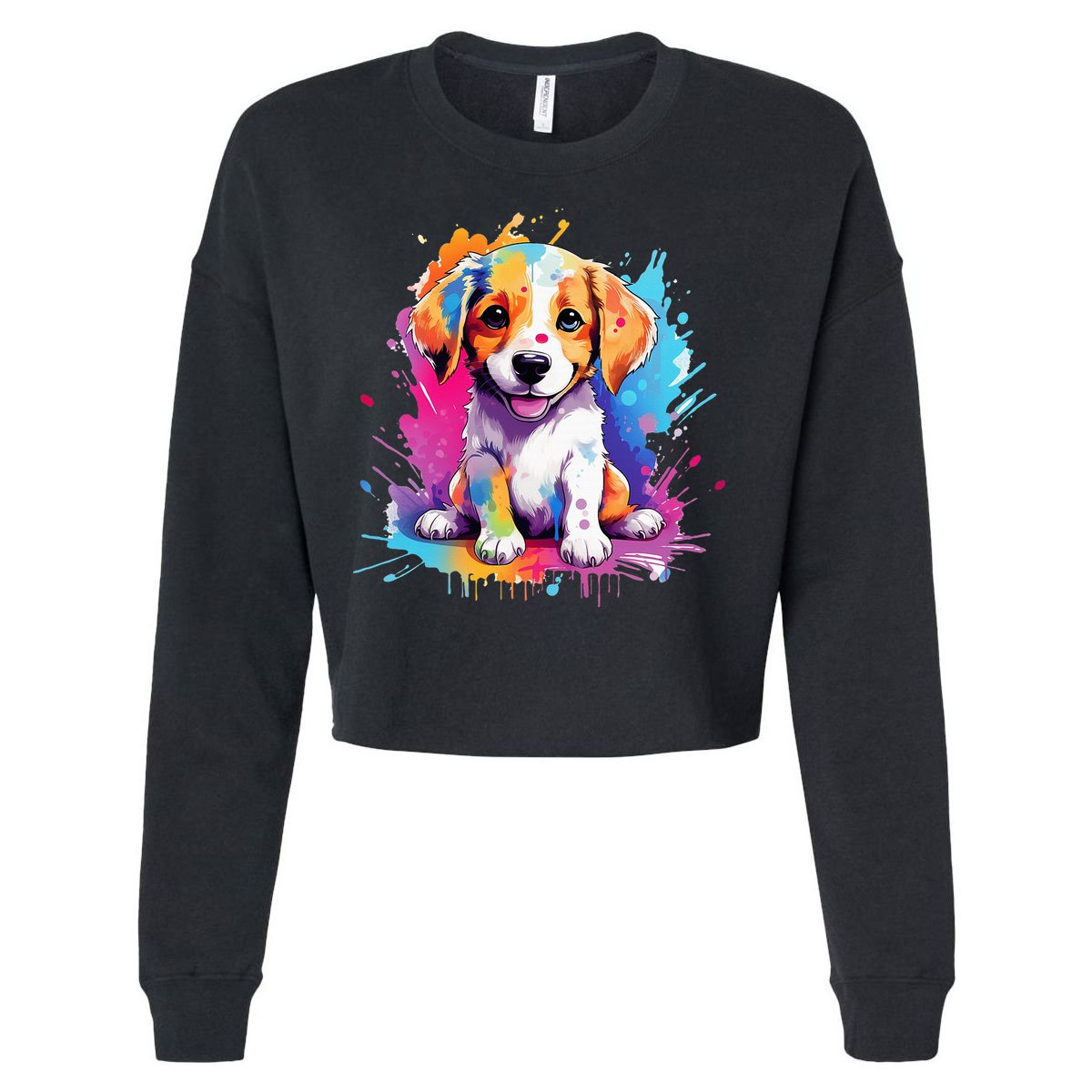 super cute art puppy Cropped Pullover Crew