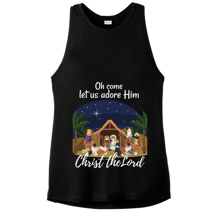 Sheltie Christmas Adorable Nativity With Shelties Gift Ladies PosiCharge Tri-Blend Wicking Tank