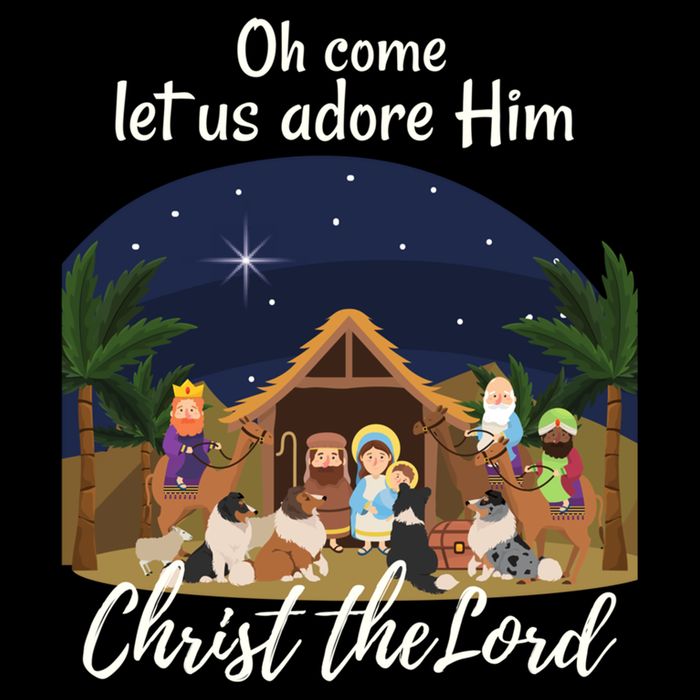 Sheltie Christmas Adorable Nativity With Shelties Gift Drawstring Bag