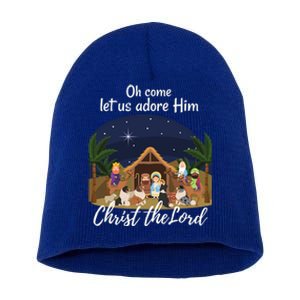 Sheltie Christmas Adorable Nativity With Shelties Gift Short Acrylic Beanie