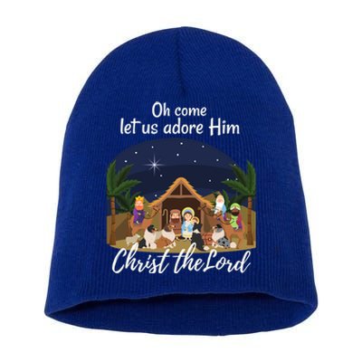 Sheltie Christmas Adorable Nativity With Shelties Gift Short Acrylic Beanie