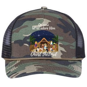 Sheltie Christmas Adorable Nativity With Shelties Gift Retro Rope Trucker Hat Cap