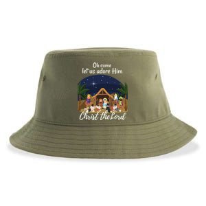 Sheltie Christmas Adorable Nativity With Shelties Gift Sustainable Bucket Hat