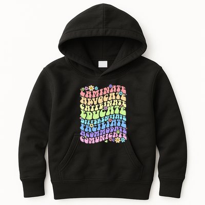 Sped Caffeinate Advocate Laminate Educate Groovy Teacher Kids Hoodie
