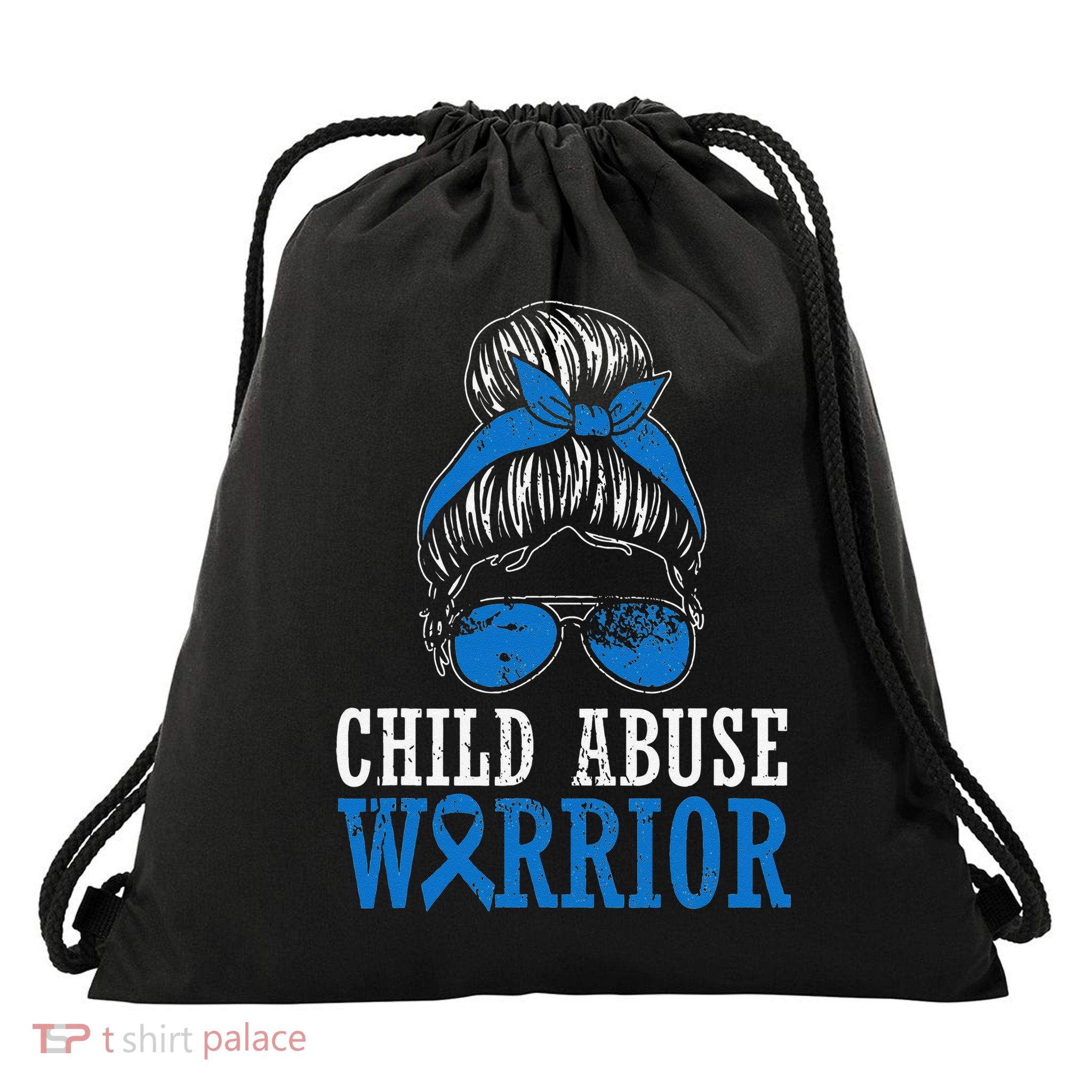 Stop Child Abuse Awareness Support Drawstring Bag