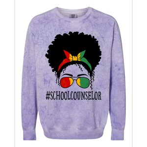 School Counselor African Messy Bun Black History Month Gift Colorblast Crewneck Sweatshirt