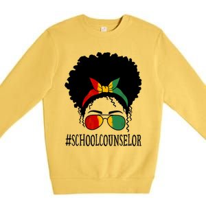 School Counselor African Messy Bun Black History Month Gift Premium Crewneck Sweatshirt