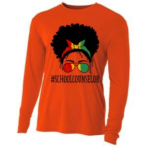 School Counselor African Messy Bun Black History Month Gift Cooling Performance Long Sleeve Crew