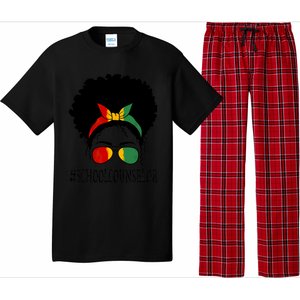 School Counselor African Messy Bun Black History Month Gift Pajama Set