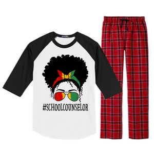 School Counselor African Messy Bun Black History Month Gift Raglan Sleeve Pajama Set