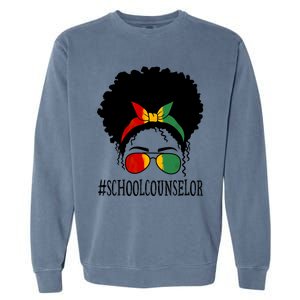 School Counselor African Messy Bun Black History Month Gift Garment-Dyed Sweatshirt