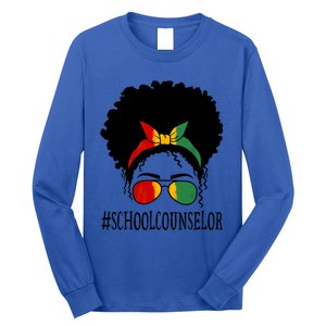 School Counselor African Messy Bun Black History Month Gift Long Sleeve Shirt