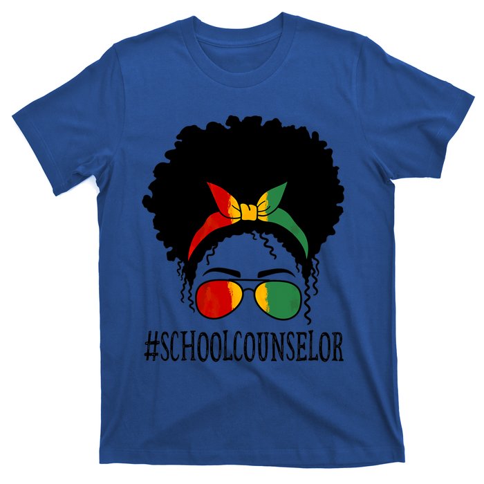 School Counselor African Messy Bun Black History Month Gift T-Shirt