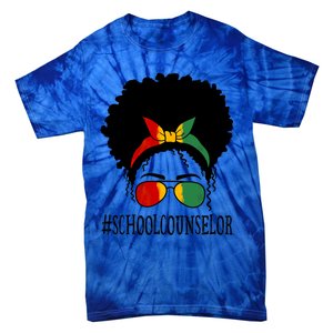 School Counselor African Messy Bun Black History Month Gift Tie-Dye T-Shirt