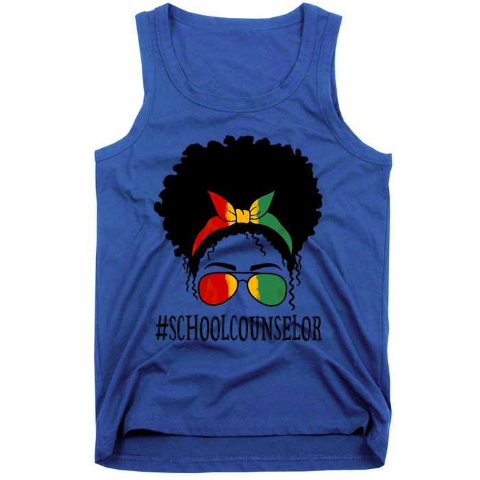 School Counselor African Messy Bun Black History Month Gift Tank Top