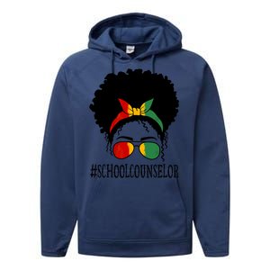 School Counselor African Messy Bun Black History Month Gift Performance Fleece Hoodie