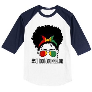 School Counselor African Messy Bun Black History Month Gift Baseball Sleeve Shirt