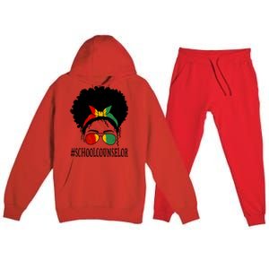 School Counselor African Messy Bun Black History Month Gift Premium Hooded Sweatsuit Set