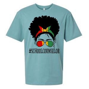 School Counselor African Messy Bun Black History Month Gift Sueded Cloud Jersey T-Shirt