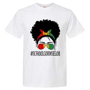 School Counselor African Messy Bun Black History Month Gift Garment-Dyed Heavyweight T-Shirt