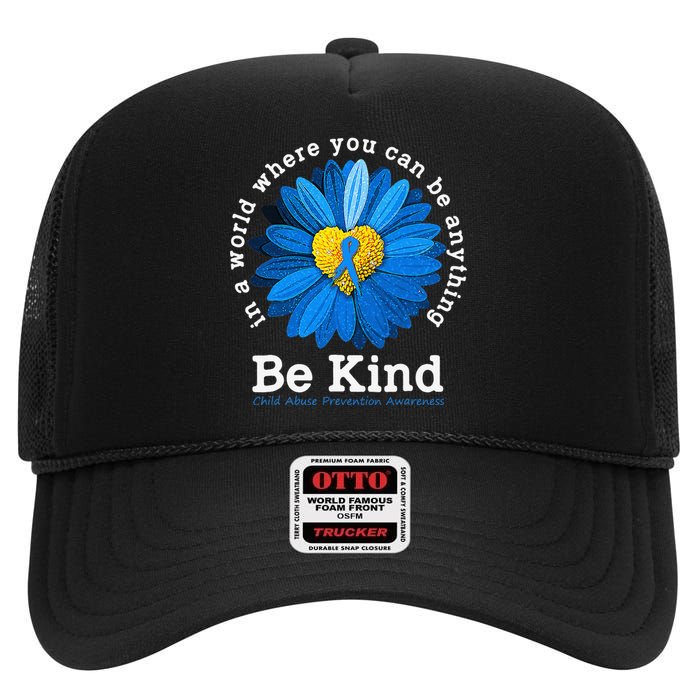 Stop Child Abuse Child Abuse Awareness Prevention High Crown Mesh Back Trucker Hat