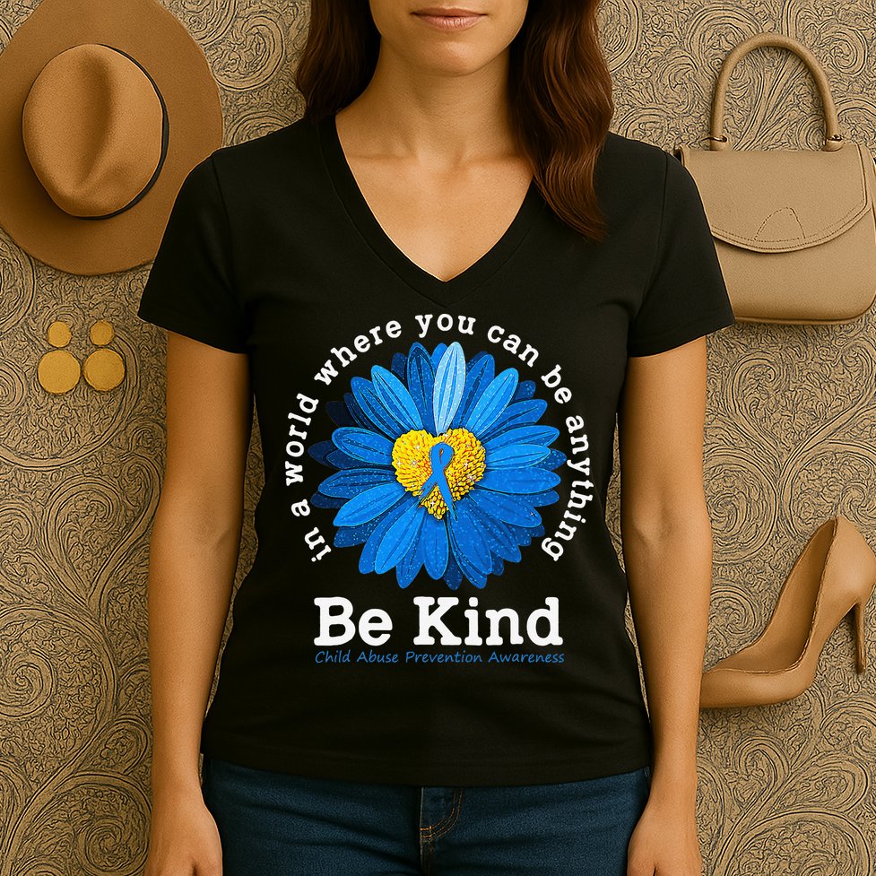 Stop Child Abuse Child Abuse Awareness Prevention Women's V-Neck T-Shirt
