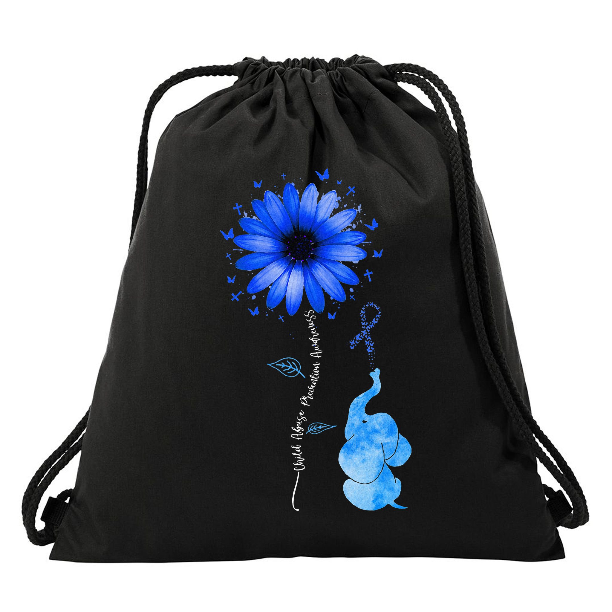 Stop Child Abuse Prevention Awareness Month Drawstring Bag
