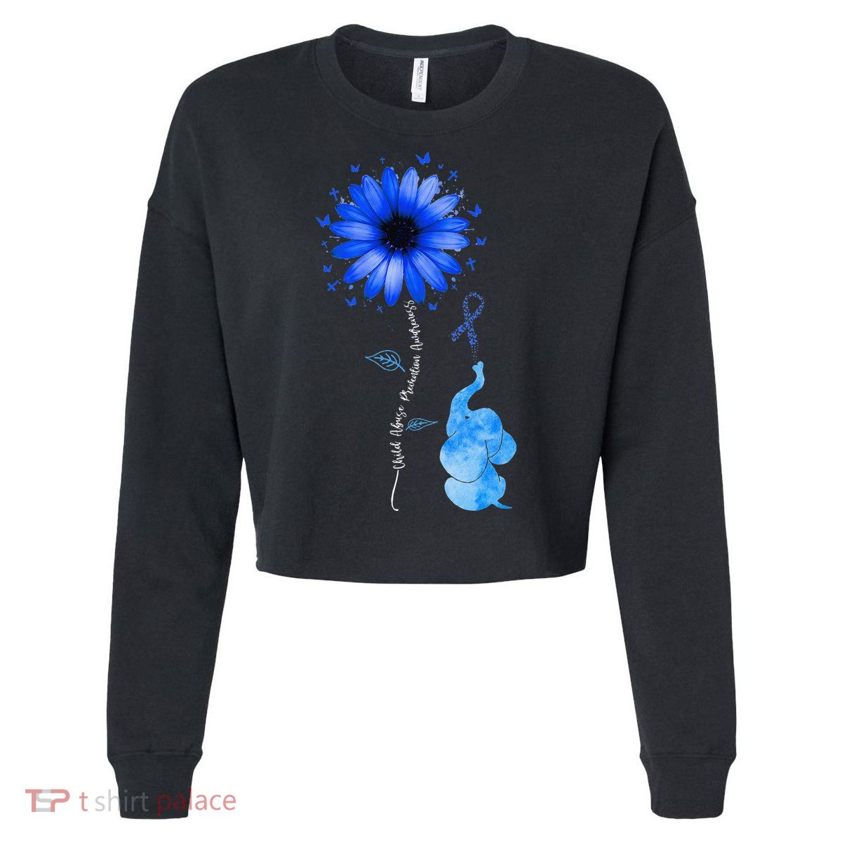 Stop Child Abuse Prevention Awareness Month Cropped Pullover Crew