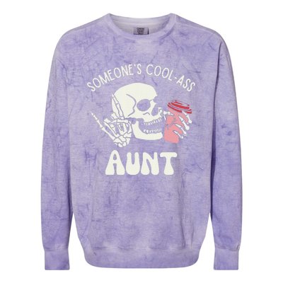 SomeoneS Cool Ass Aunt Cool Auntie Club Skull Skeleton Colorblast Crewneck Sweatshirt