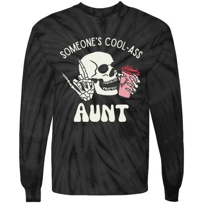 SomeoneS Cool Ass Aunt Cool Auntie Club Skull Skeleton Tie-Dye Long Sleeve Shirt