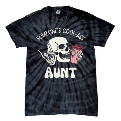 SomeoneS Cool Ass Aunt Cool Auntie Club Skull Skeleton Tie-Dye T-Shirt